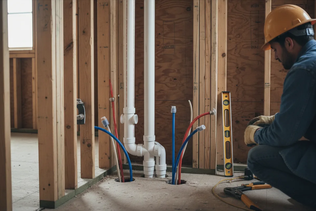 Drain and supply rough-in during Leak Detection in San Martin