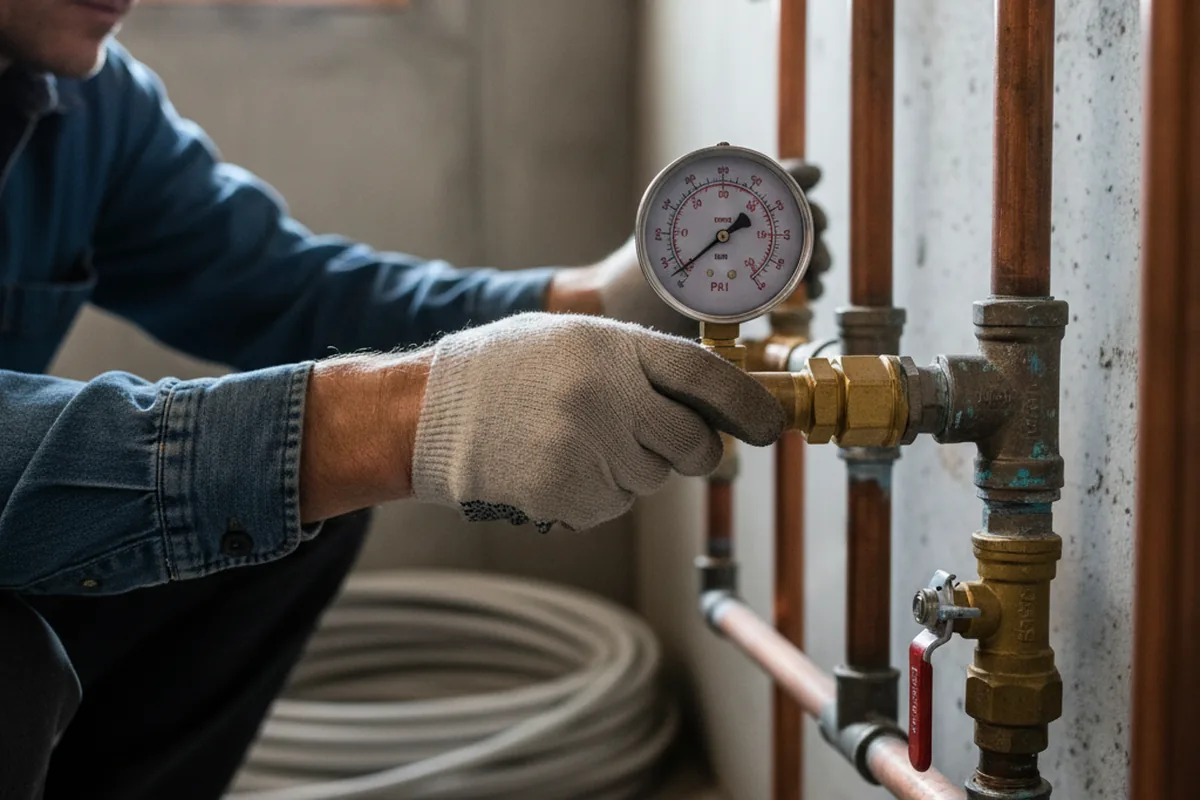 Pressure testing a repaired line during Water Line Repair in San Martin